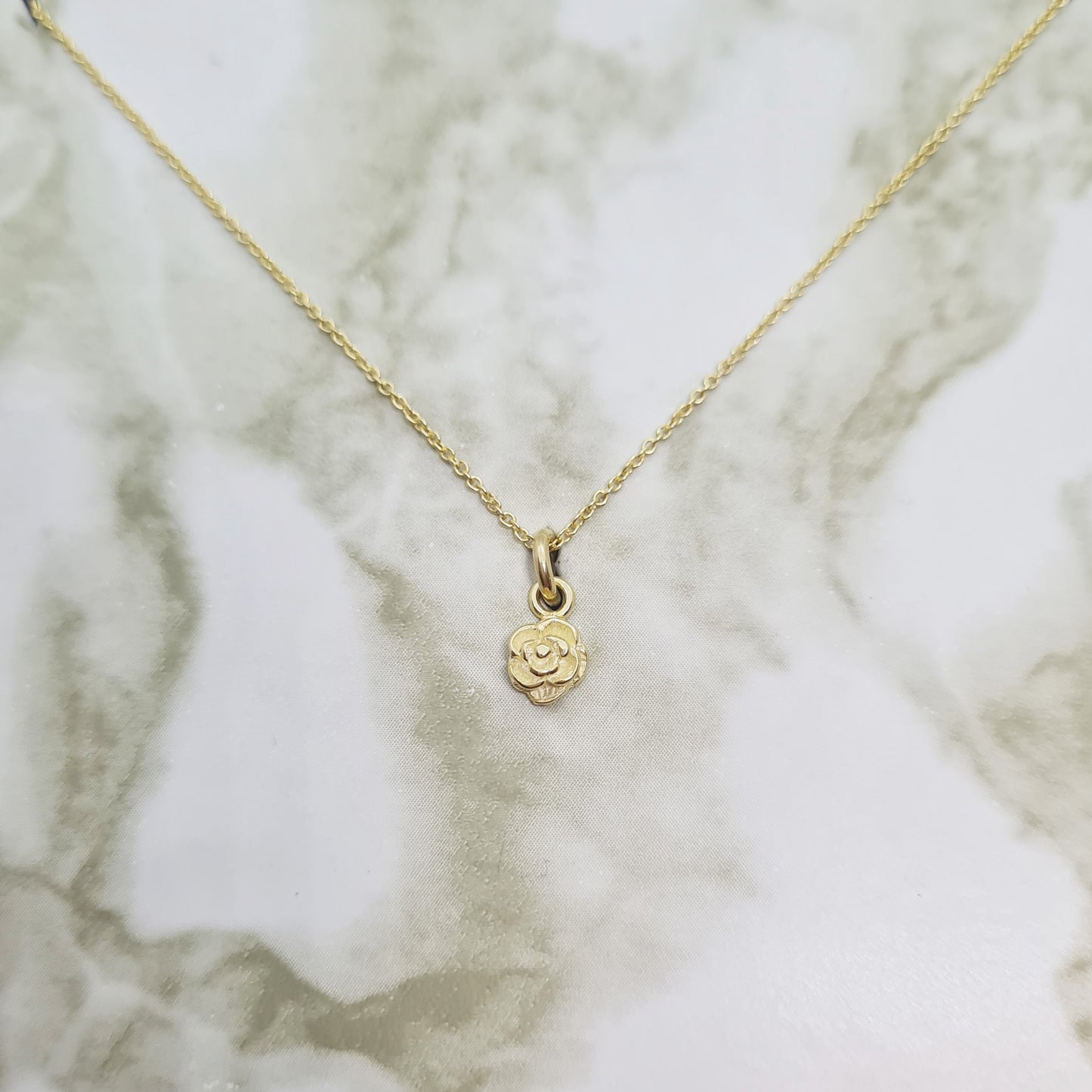 Handcrafted Yellow Gold Rose Necklace