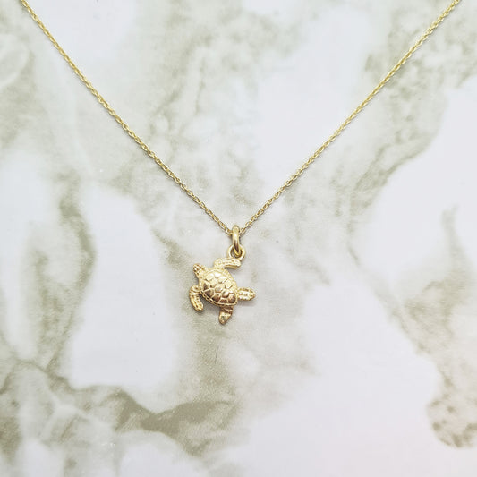 Handcrafted Yellow Gold Plated Sea Turtle Necklace